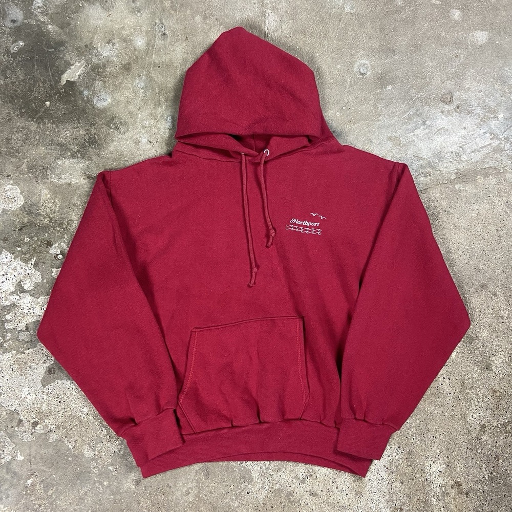 Vintage 70s Sportswear Sweatshirt Size Medium Red Fleece Pullover Hoodie‎